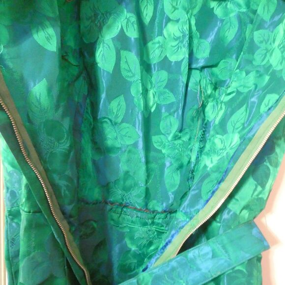 Blue Green Floral Brocade Sleeveless Sheath Dress w/Jacket Small 4 NEEDS TLC - Picture 16 of 16